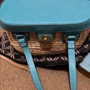 Blue and Tan Woven Women's Bag
